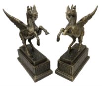 Pair of bronzed Pegasus