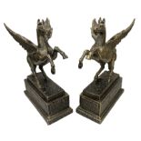 Pair of bronzed Pegasus