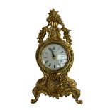 20th century gilt metal timepiece mantle clock with a Quartz movement