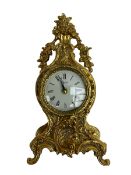 20th century gilt metal timepiece mantle clock with a Quartz movement