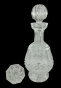 Waterford Crystal Coleen pattern cut glass decanter and Waterford cut glass octagonal pyramid shaped