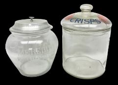 Early 20th century Meredith & Drew shop advertising glass biscuit barrel