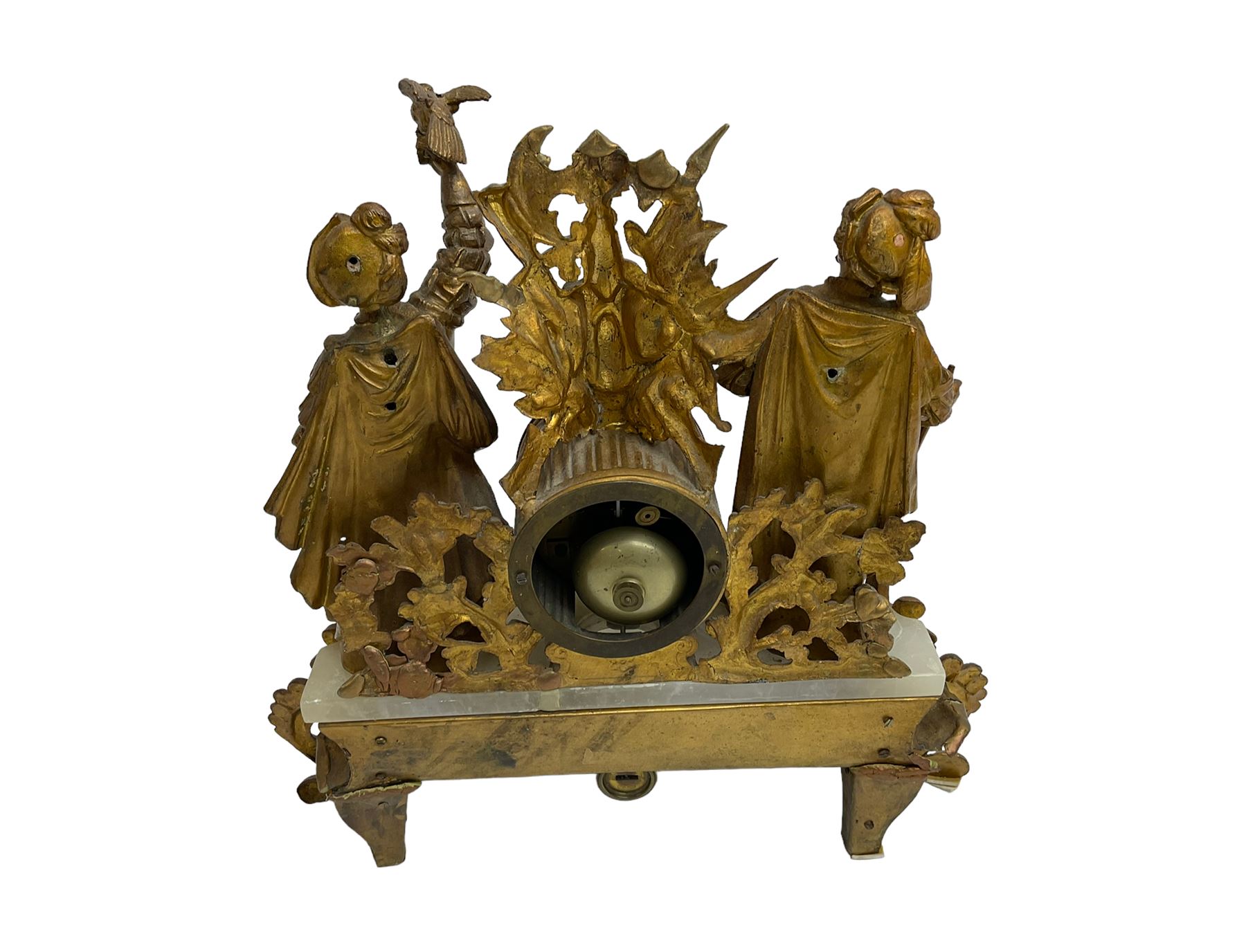 Late 19th century alabaster and gilt spelter mantle clock c1880 - Image 3 of 3