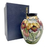 Moorcroft vase decorated in Christmas Hellebore pattern