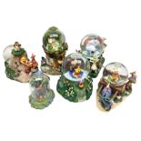 Five Disney Winnie The Pooh snow globes to include The Rain Rain Rain Came Down Down Down