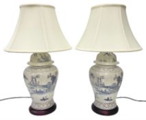 Pair of table lamps of tapering form