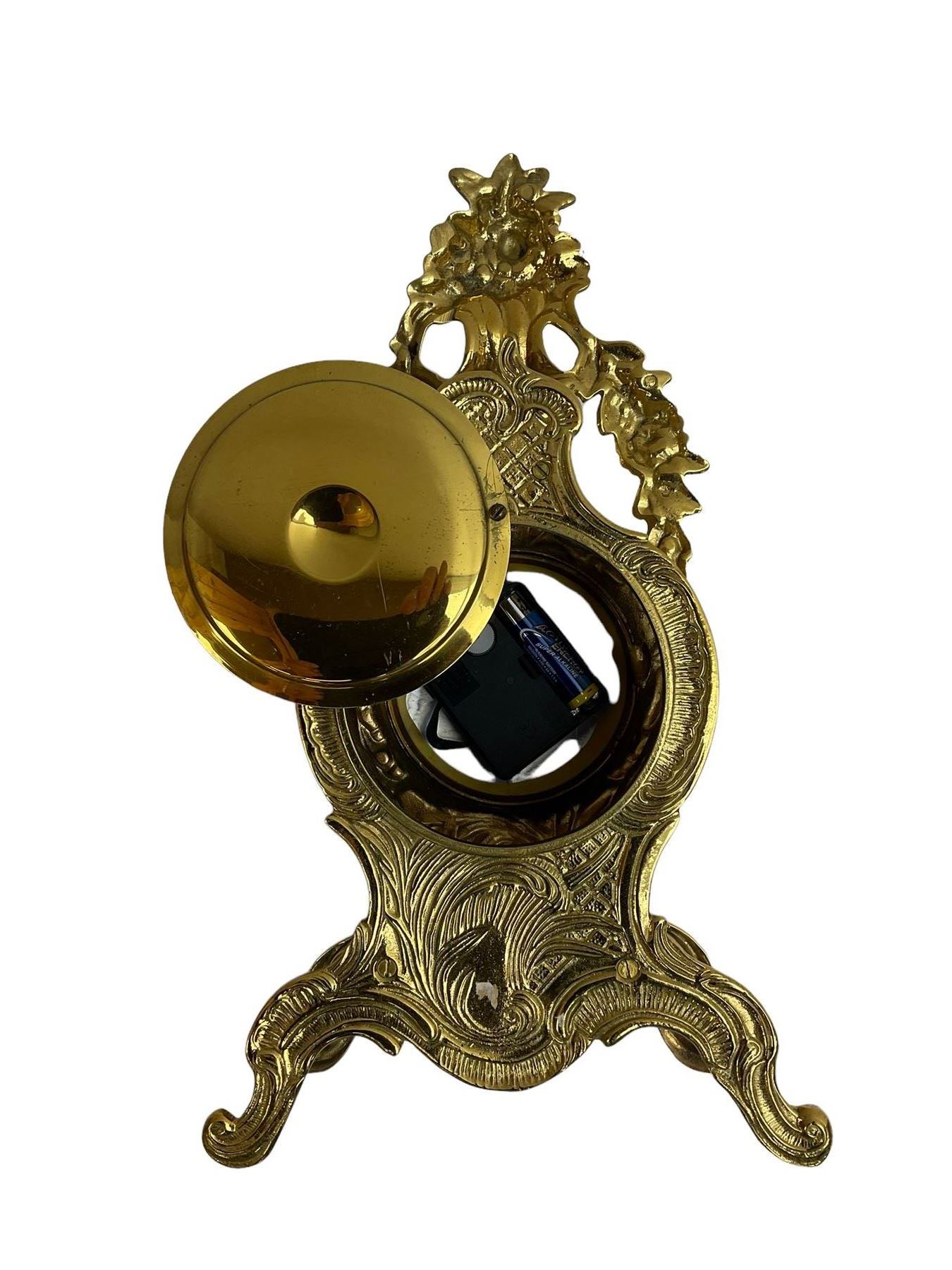 20th century gilt metal timepiece mantle clock with a Quartz movement - Image 3 of 3