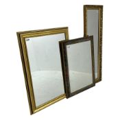 Narrow rectangular wall mirror in ornate gilt frame (42cm x 133cm)