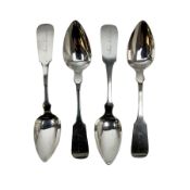 Set of four Fiddle pattern teaspoons