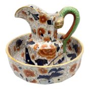Masons wash jug and bowl decorated in the Imari palette