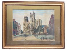 Early 20th century hand-coloured photo of York Minster