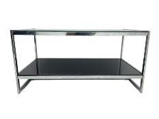 Mid to late 20th century chrome and smoked glass coffee table