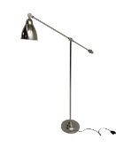 Brushed steel floor standing anglepoise type lamp