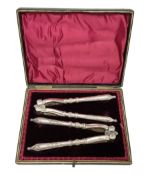 Pair of cased silver plated nut crackers