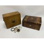Victorian walnut box with Tunbridge ware banding and mother-of-pearl inlay