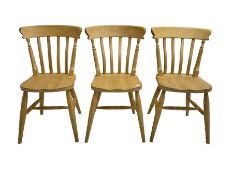 Set three beech farmhouse style dining chairs