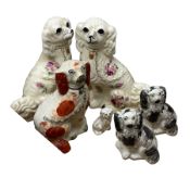 Collection of Staffordshire style dog figures