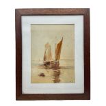 WP (British 19th century): Coastal Scene with Fishing Boats