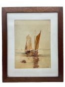 WP (British 19th century): Coastal Scene with Fishing Boats