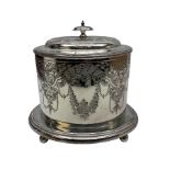 Late Victorian silver-plated biscuit barrel by William Hutton & Sons