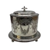 Late Victorian silver-plated biscuit barrel by William Hutton & Sons