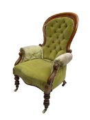 Victorian mahogany spoon back armchair