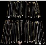 Fifty pendant necklaces including star and heart designs