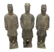 Set of three terracotta warriors style figures