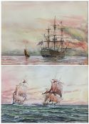 Newsome (British 20th century): British Man-of-War and Naval Battle