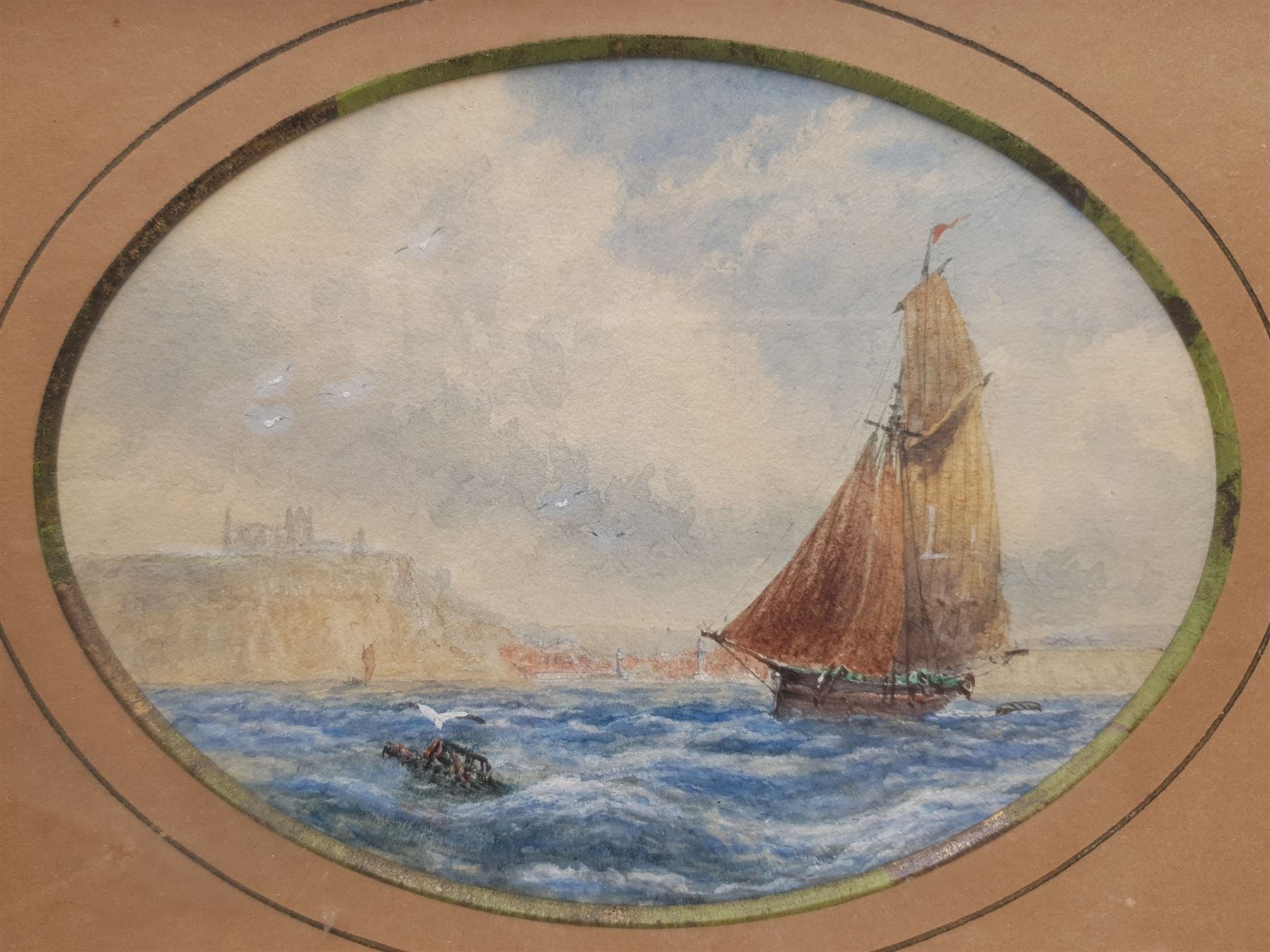 English School (19th century): Lowestoft Fishing Boat off Whitby
