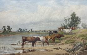 James Walsham Baldock (British 1825-1898): Cattle Watering in River