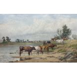 James Walsham Baldock (British 1825-1898): Cattle Watering in River