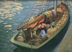 Clifford Hanney (British 1890-1990): Mediterranean Boat at the Quayside