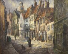 Donald Gray Midgely (British 1918-1995): 'Church Street in Winter - Whitby North Yorkshire'