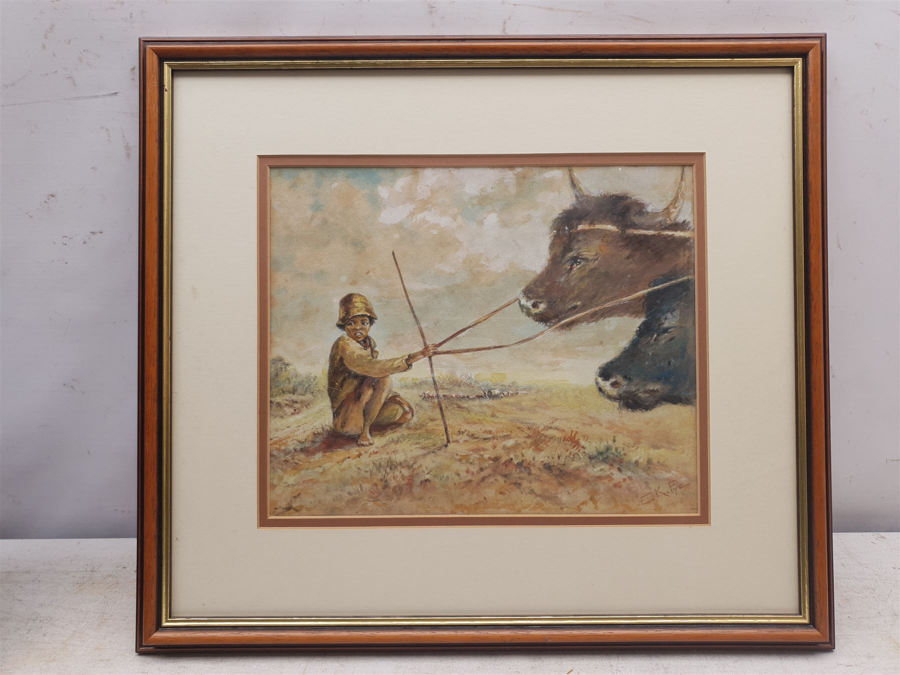 E K Pye (South African 20th century): Boy with Oxen - Image 2 of 4