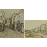 Sarah Garforth (British Contemporary): 'Church Street Whitby' and 'The Crescent Filey'