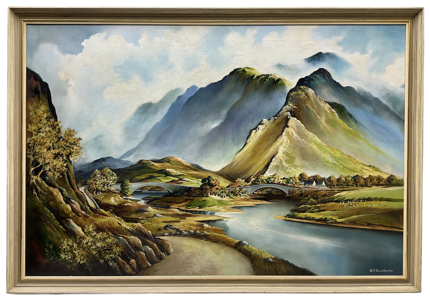 D J Strickland (British 20th century): Mountainous River Landscape - Image 2 of 2