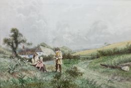 Horace Hammond (AKA James Barclay) (British 1842-1926): Figures on Country Lane