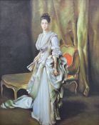 English School (20th century): Full Length Portrait of an Elegant Lady in Gown