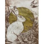 Mandy Walden (British Contemporary): 'Golden Summer's Eve saw Hare and Swallow by the Willowherb and