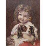 English School (19th/20th century): Girl with Spaniel