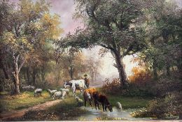 S Drury (British 20th century): Herding Cattle