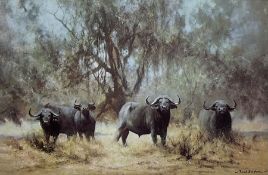 David Shepherd (British 1931-2017): Water Buffalos