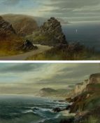 John Shapland (British 1865-1929): 'Castle Rock Lynton' and 'Lulworth Cove West'