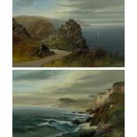 John Shapland (British 1865-1929): 'Castle Rock Lynton' and 'Lulworth Cove West'