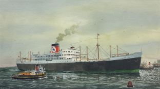 F Patterson (British 20th century): Uruguay Star Coming into Liverpool