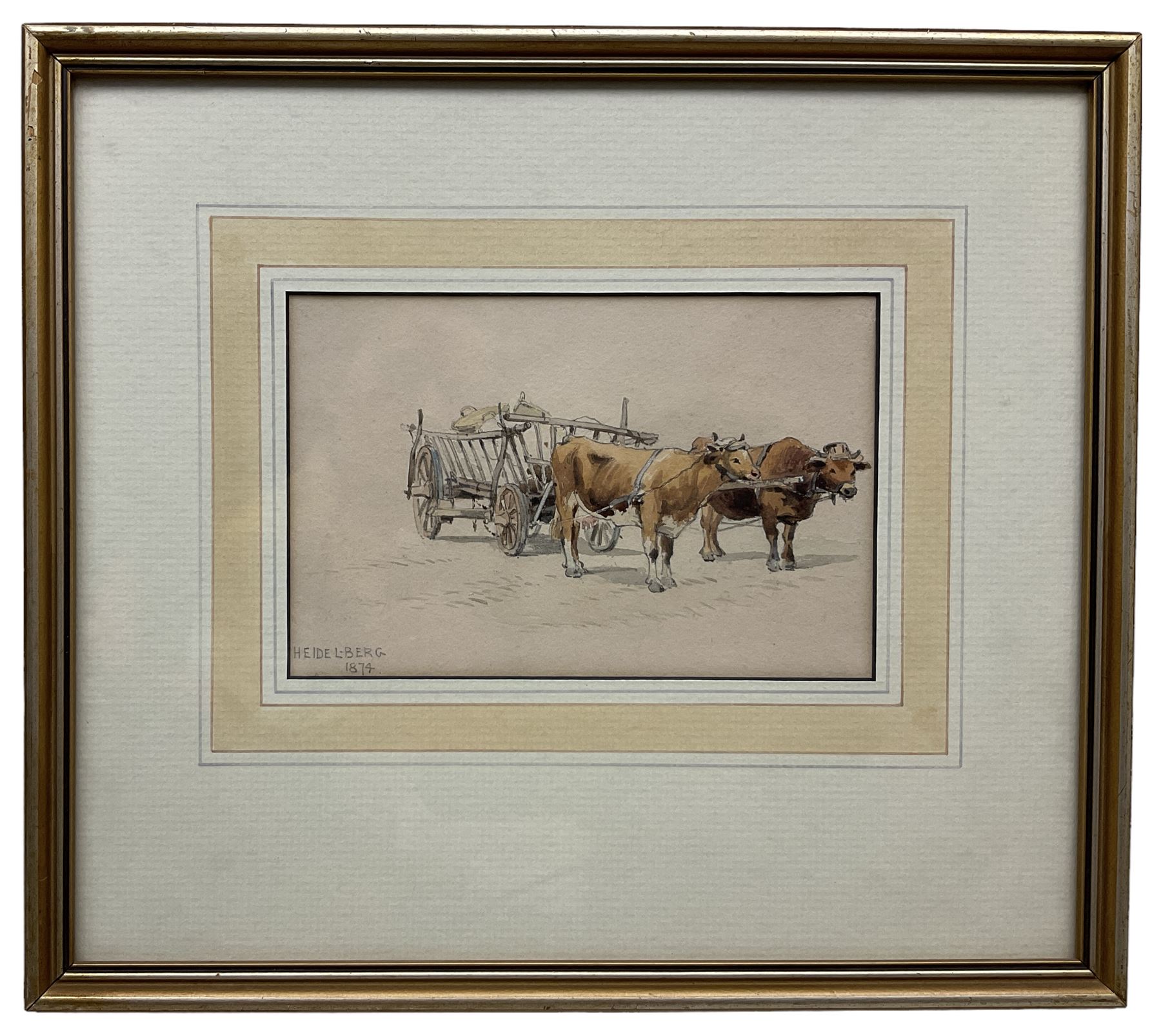 John Sowden (Bradford 1838-1926): Ox Cart in 'Heidelberg' - Image 2 of 3