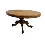 Victorian inlaid figured walnut loo table