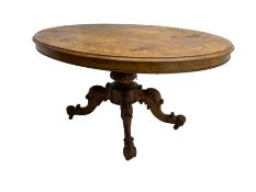 Victorian inlaid figured walnut loo table