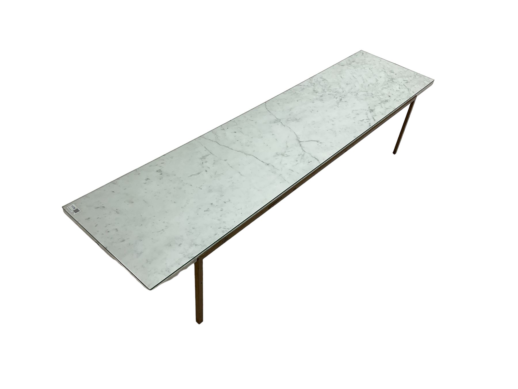 Long narrow rectangular marble top coffee table - Image 2 of 6